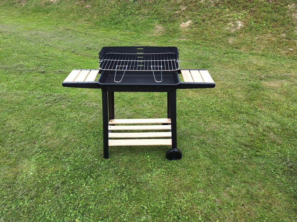 Téglalap alakú görgős faszenes grill