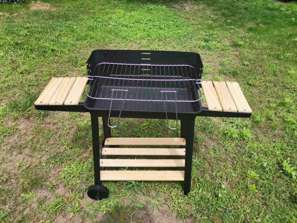 Téglalap alakú görgős faszenes grill