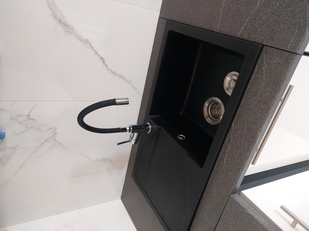 Gori szögletes egy medence + csepegtető gránit mosogató szifonnal bézs