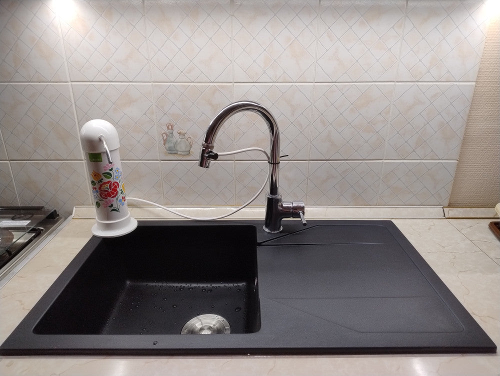 Gori szögletes egy medence + csepegtető gránit mosogató szifonnal bézs