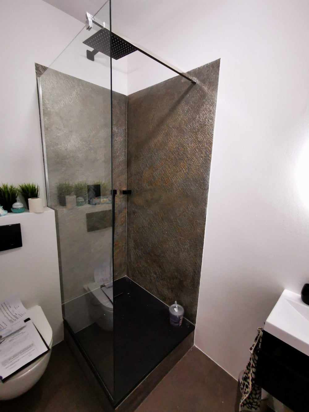 River walk in zuhanyfal 70x190 cm fekete